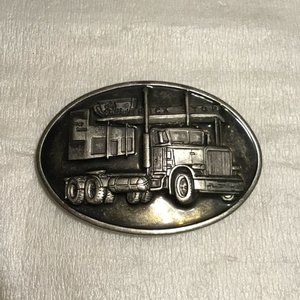 Large metal Truck Stop trucker belt buckle